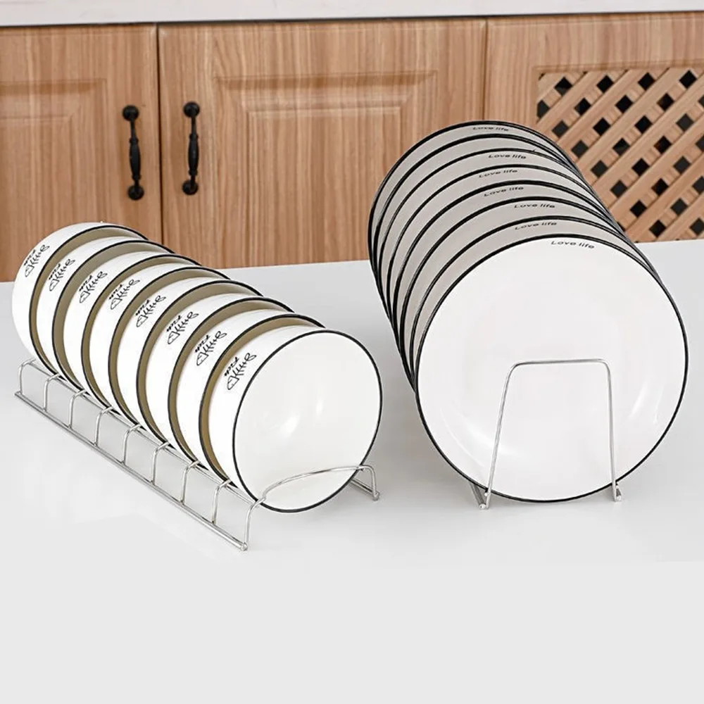 Stainless Steel Dish Draining Rack Multipurpose Plates Storage Rack Durable Space Saving Bowl Drying Holder for Kitchen