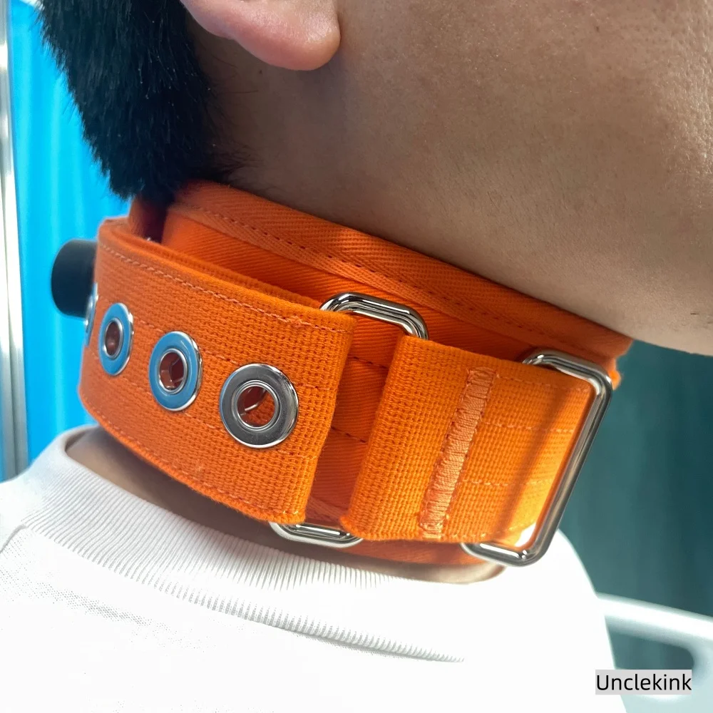 دعامة الرقبة لمصحح الوضعية وآمن المريض وياقة عنق الرحم القابلة للتعديل مع قفل مغناطيسي لقيود الرقبة البرتقالية