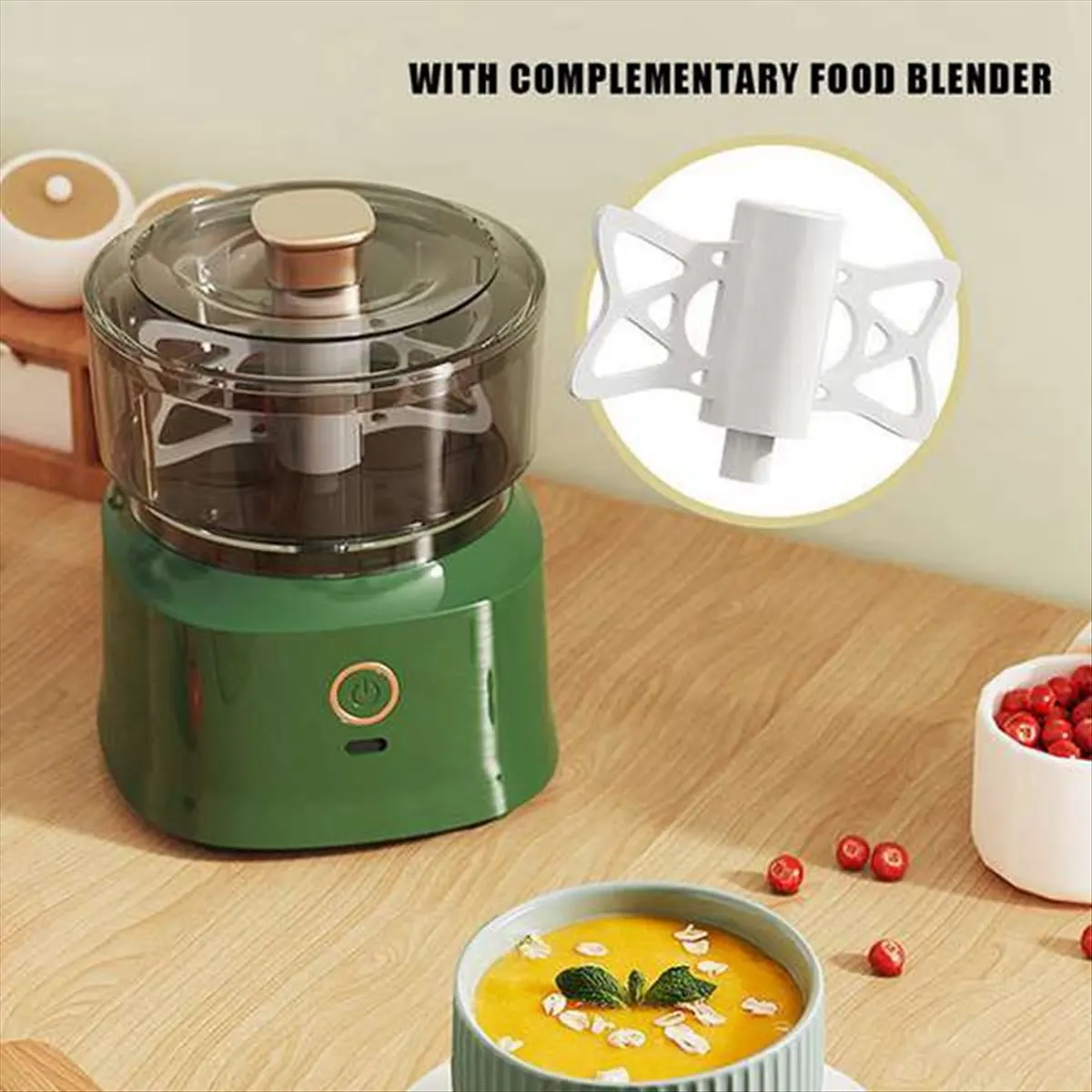 【BRAND NEW】350ml Electric Garlic Chopper Mini Food Processor with Usb Charging for Onions Meat and Spices with Food Mixer Green
