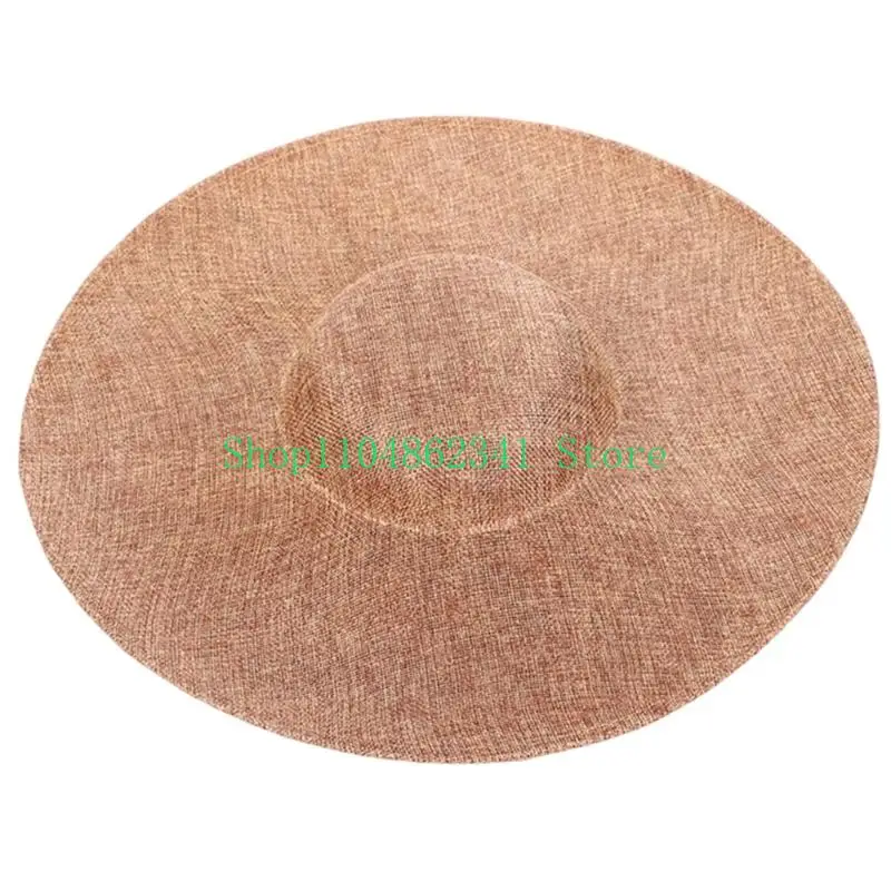652F Occasion Hat Blank Broad with Rounded Profile Faux Linen Hat Base for Stage Looks Wedding Styling and Decor
