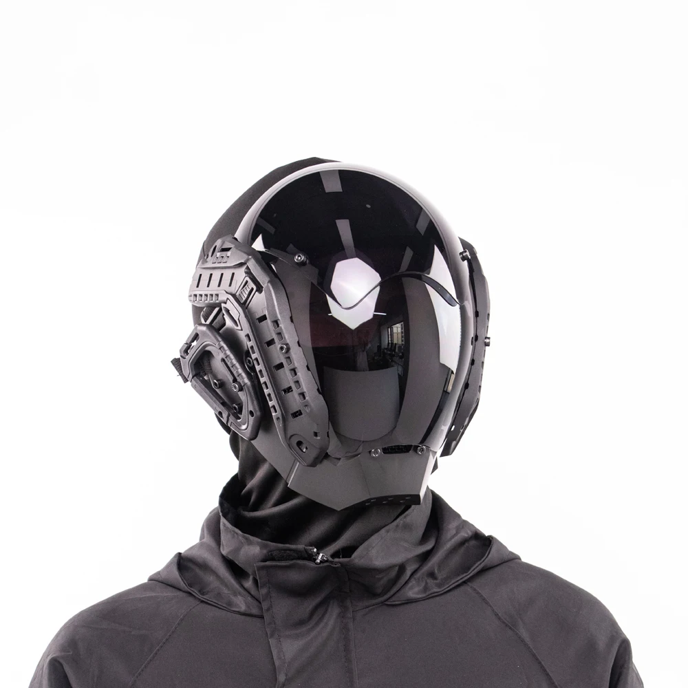 Máscara táctica cyberpunk – Protección facial airsoft acabado oscuro