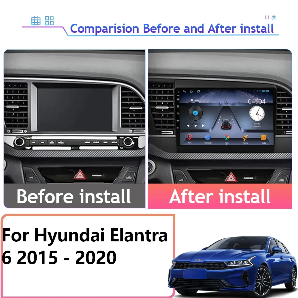 Android Auto For Hyundai Elantra 6 2015- 2020 Car Radio Multimedia Player Navigation Auto Autoradio Screen Carplay WIFI No 2din