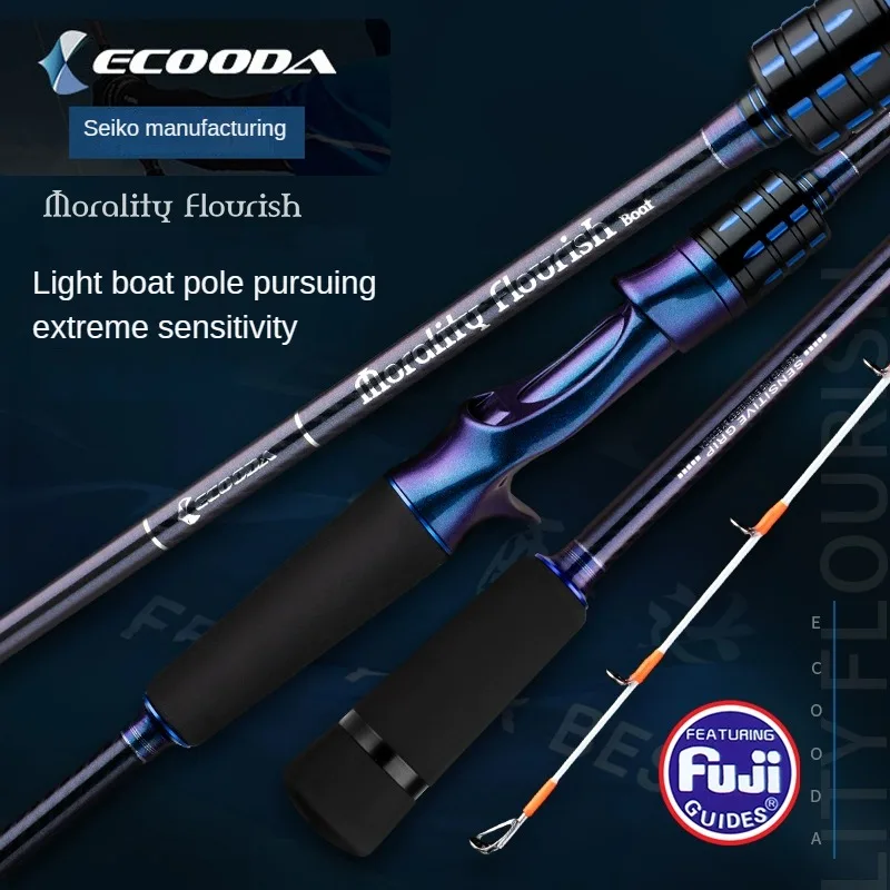 

ECOODA All Fuji Parts Slow Jigging Rod Offshore Light Boat Rod 2Secitons 1.53m1.83m2.13m Saltwater Sea Fishing Rod 10-80# Load