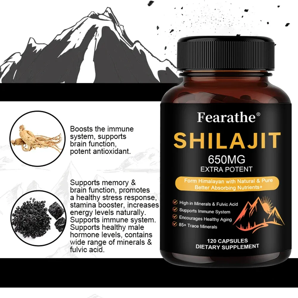 Fearathe Shilajit Supplement, Anti-fatigue Energy Support, Aids Athletic Performance, Endurance, and Recovery