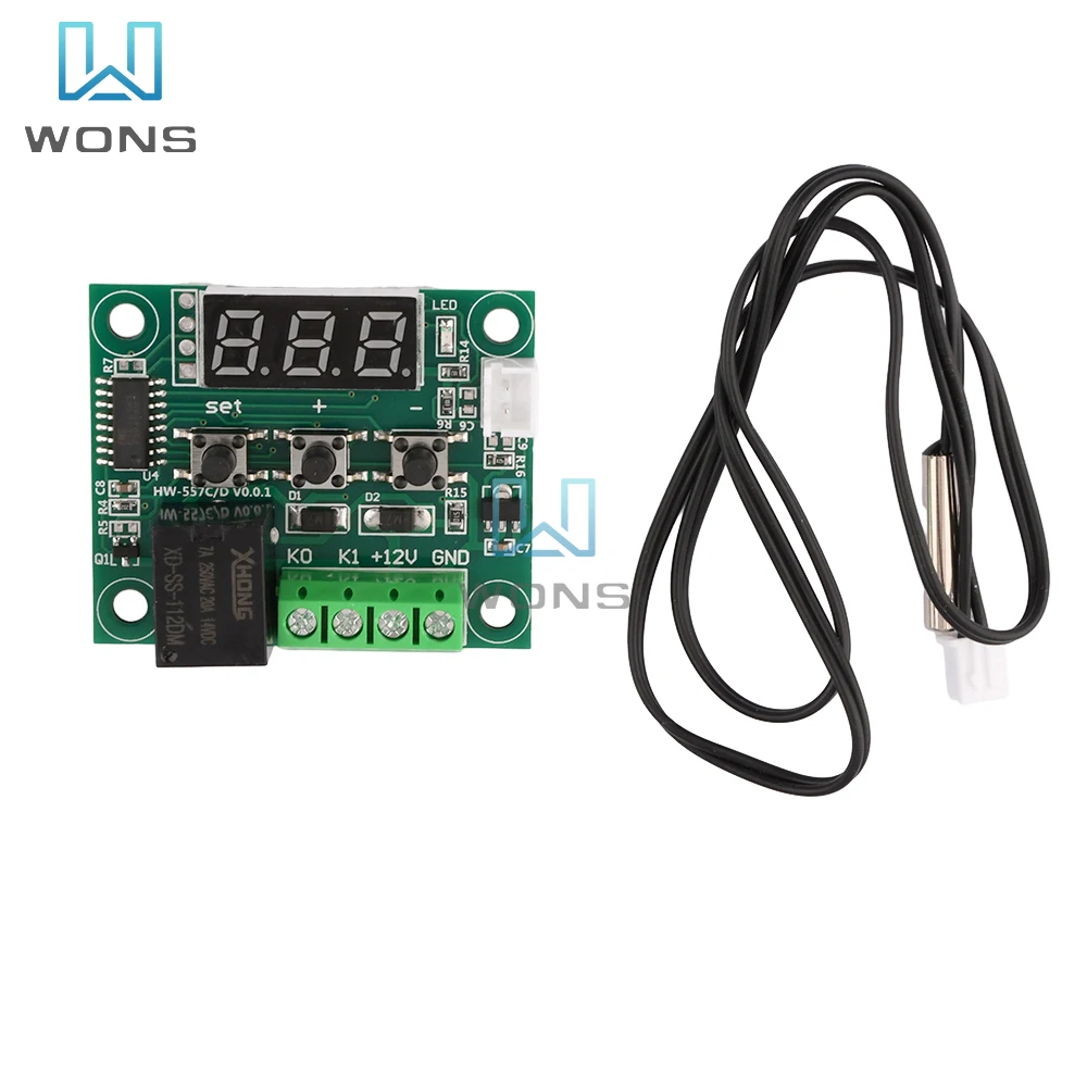 W1209 Digital Display LED Thermostat Controller Module Temperature Control Switch NTC High-Precision And Waterproof Sensor Probe