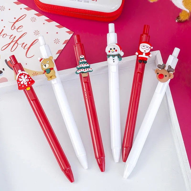 Imagem -04 - Caneta Gel Criativa para Estudante Prêmios de Natal Papai Noel Rena Boneco de Neve Papelaria Presente Atacado 36 Pcs