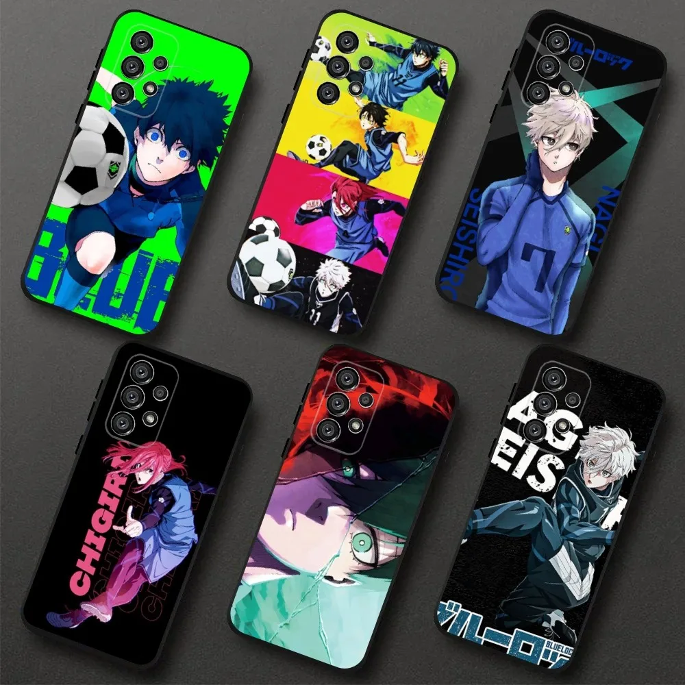 BLUE L-LOCK Anime Phone Case For Samsung Galaxy A20,A21s,A22,A31,A32,A52,A53,A72,73,A80,A91 Soft Black Cover