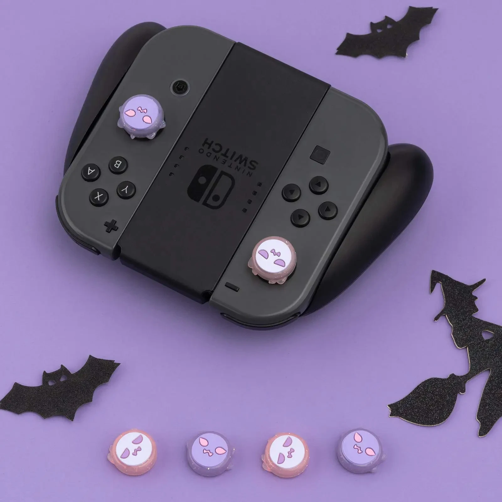 GeekShare 4PCS Thumb Grip Caps compatible with Nintendo Switch/OLED/ Switch Lite,Halloween Greedy Ghost