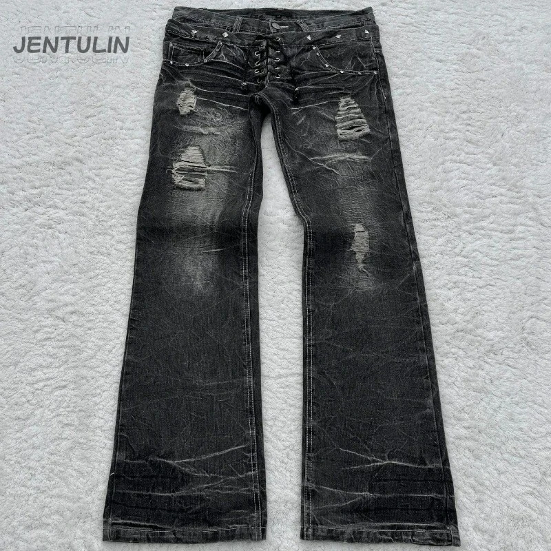 Y2K Retro Jeans Damaged Washed - đánh giá và giá Men'S Fashion Jeans And Boots