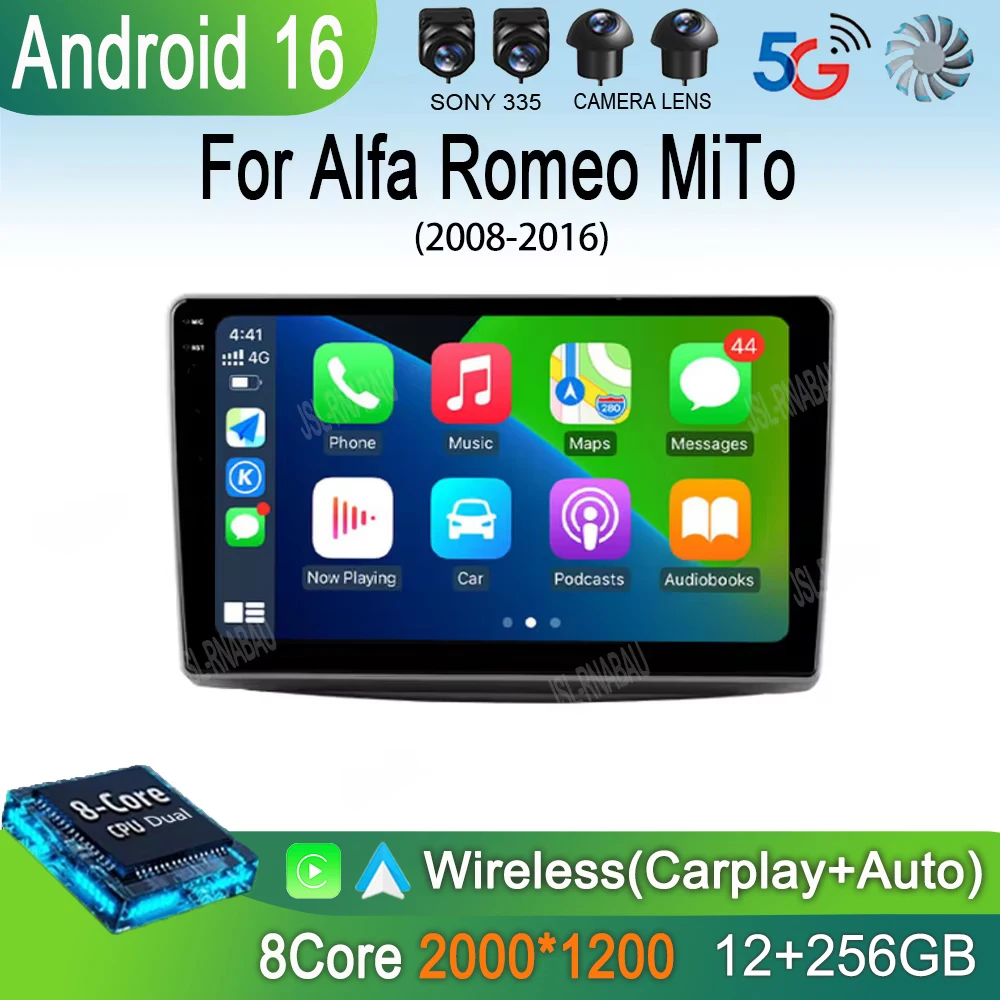 Car Radio Android 16 For Alfa Romeo MiTo 2008 - 2016 Multimedia Video Player Wireless Carplay And Wireless Auto Portable