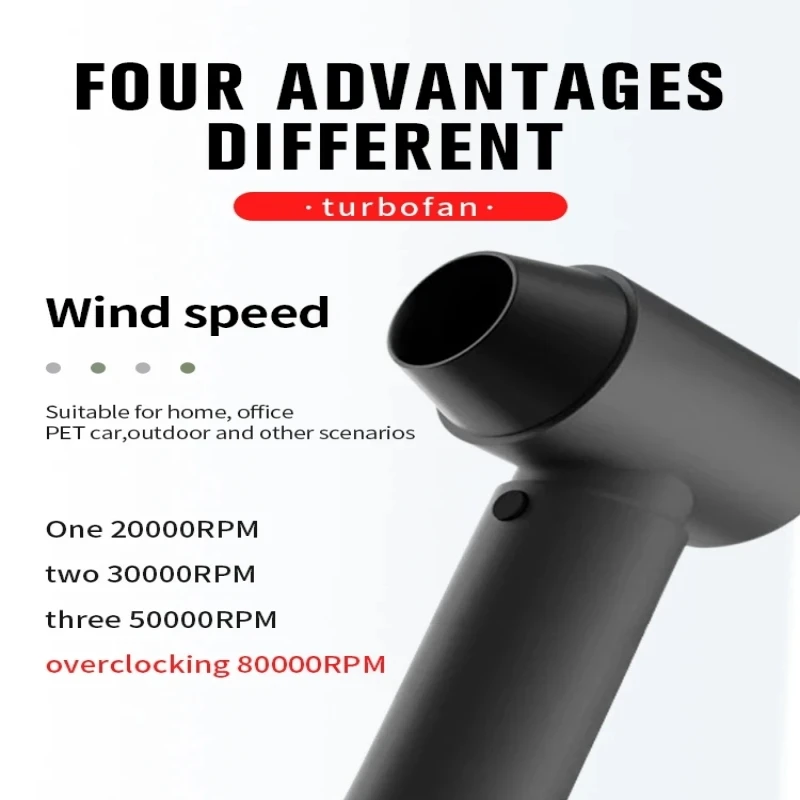 Turbo Jet Fan Brushless Motor High-Power 150000 RPM Rechargeable Air Blower Handheld Turbocharged Fan Mini Vacuum Cleaner