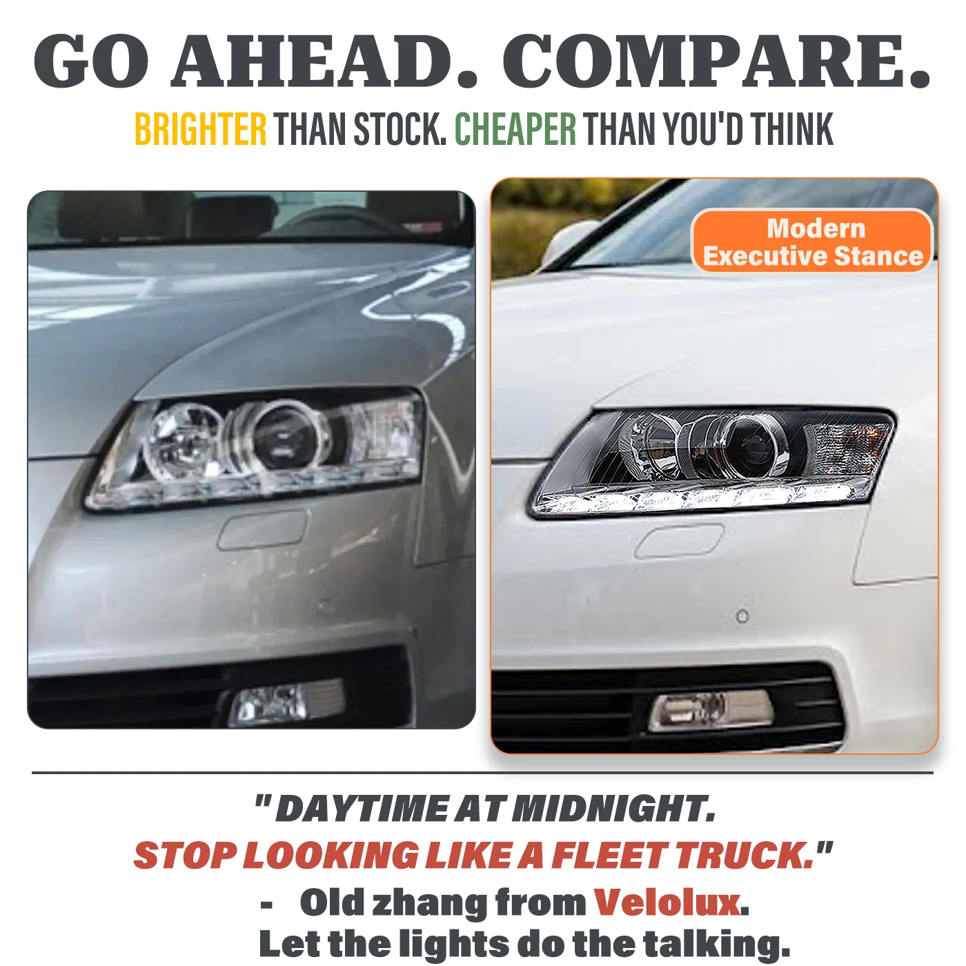 For Audi A6 C6.5 Typ 4F 2009-2011 Head Light Assembly w/ Laser Projector Halogen Aux Front Lamps Direct Replacement LED DRL