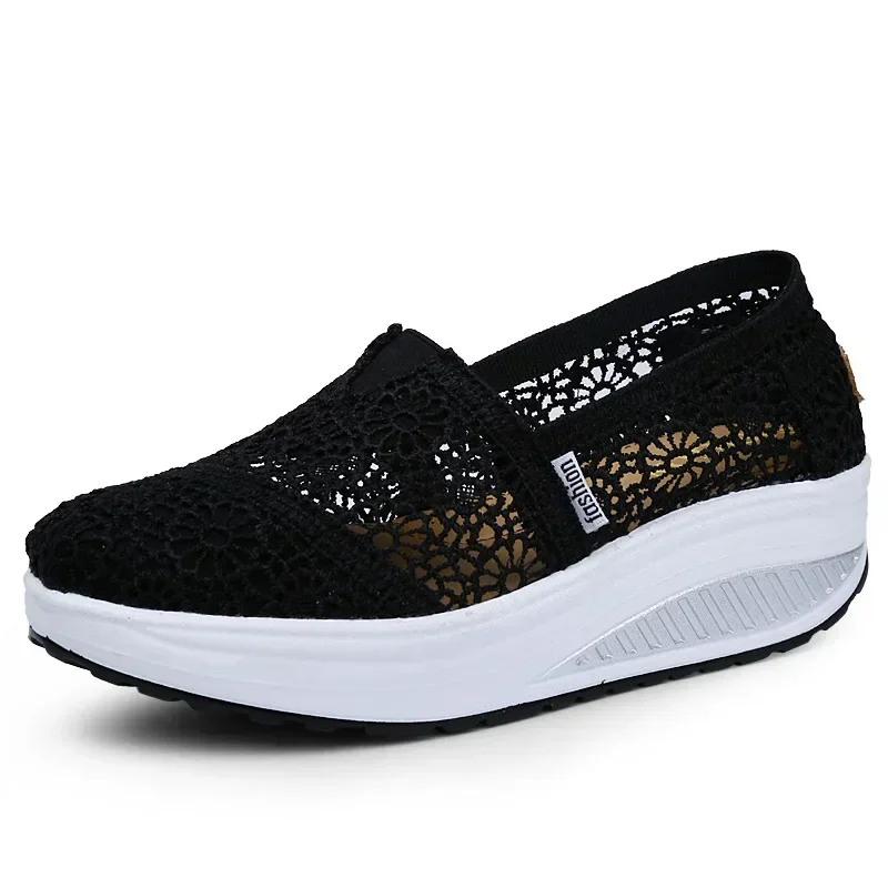 

Women Shoes Mesh Breathable Sport Sandals Summer Wedge Platform Lace Sneakers Female Weave Casual Shoes Sandalias 2025
