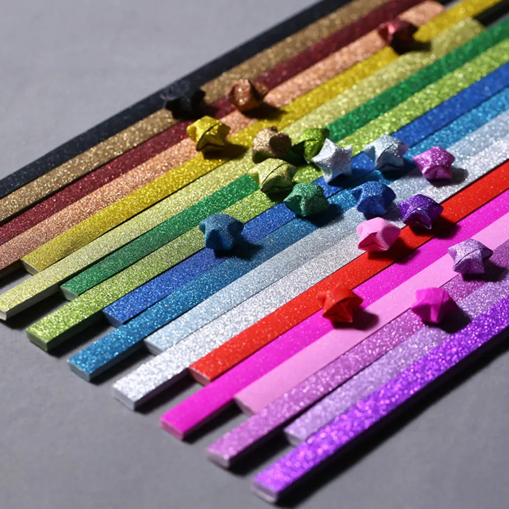 460Pcs Colorful Star Folding Paper Strips Glitter Five Star Pentagram Sheets for DIY Craft Paper Accessories Handwork Projects