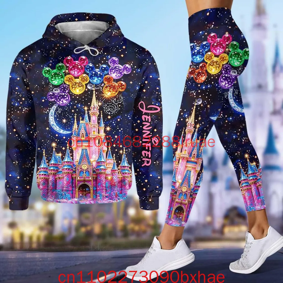 

Personalized Disney Castle Hoodie and Leggings Set, Sparkle Night Sky Outfit for Women, Personalized Fairy Tale Loungewear