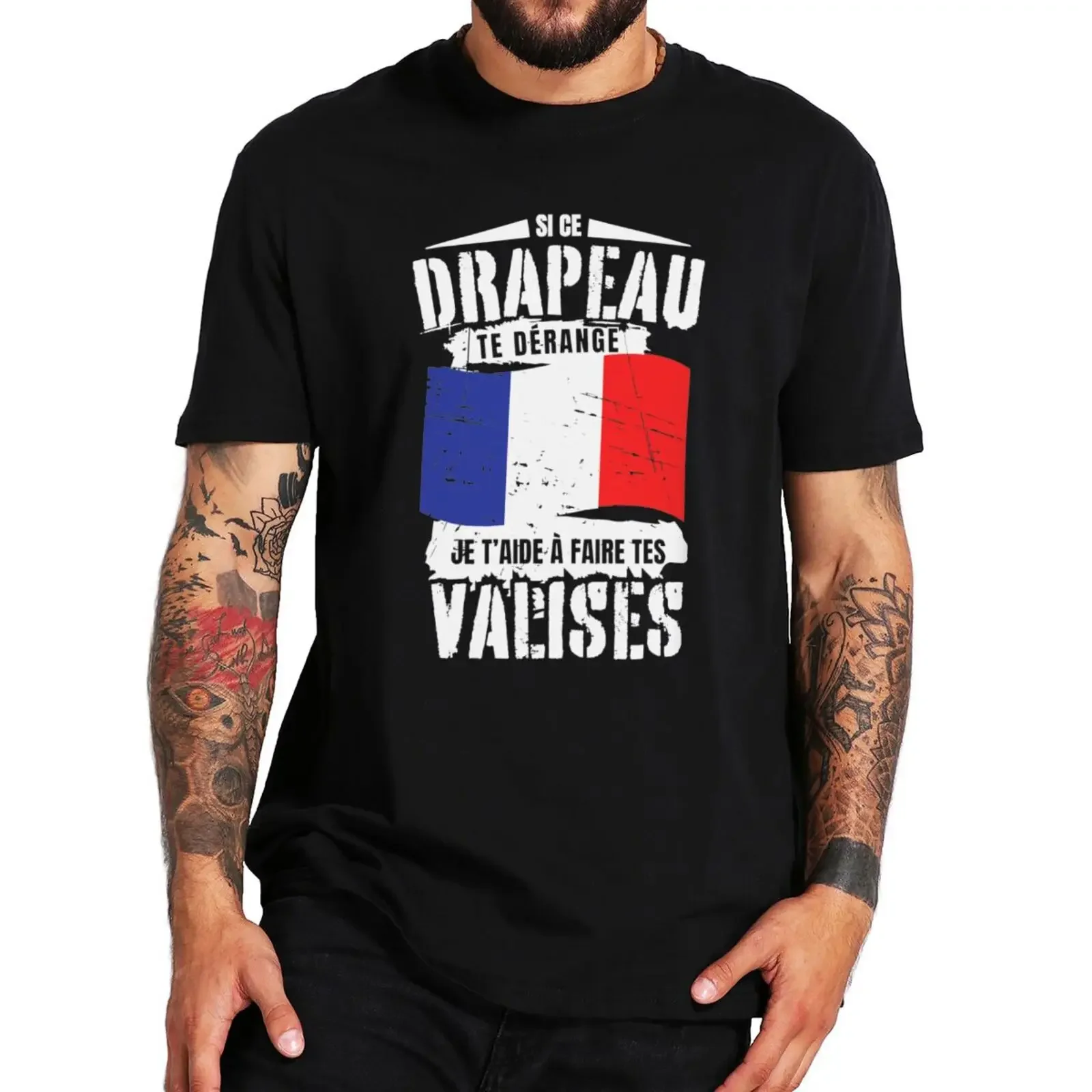 If This Flag Bothers You I Will Help You Pack Your Luggage T Shirt Retro French Pride Gift T-shirt Soft Unisex 100% Cotton Tops