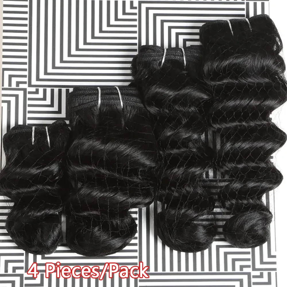 4 Pcs Pack Sale Loose Wave Brazilian Hair Weave Bundles 8-14 Inch Human Hair Bundles For Women 190Gram