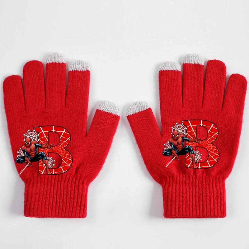 قفازات مارفيلز سبايدرمانز للأولاد 26 حرف A-Z قفازات أصابع مطبوعة كاواي قفازات شتوية عصرية للأطفال في الهواء الطلق ملحقات ركوب الدراجات هدية #3