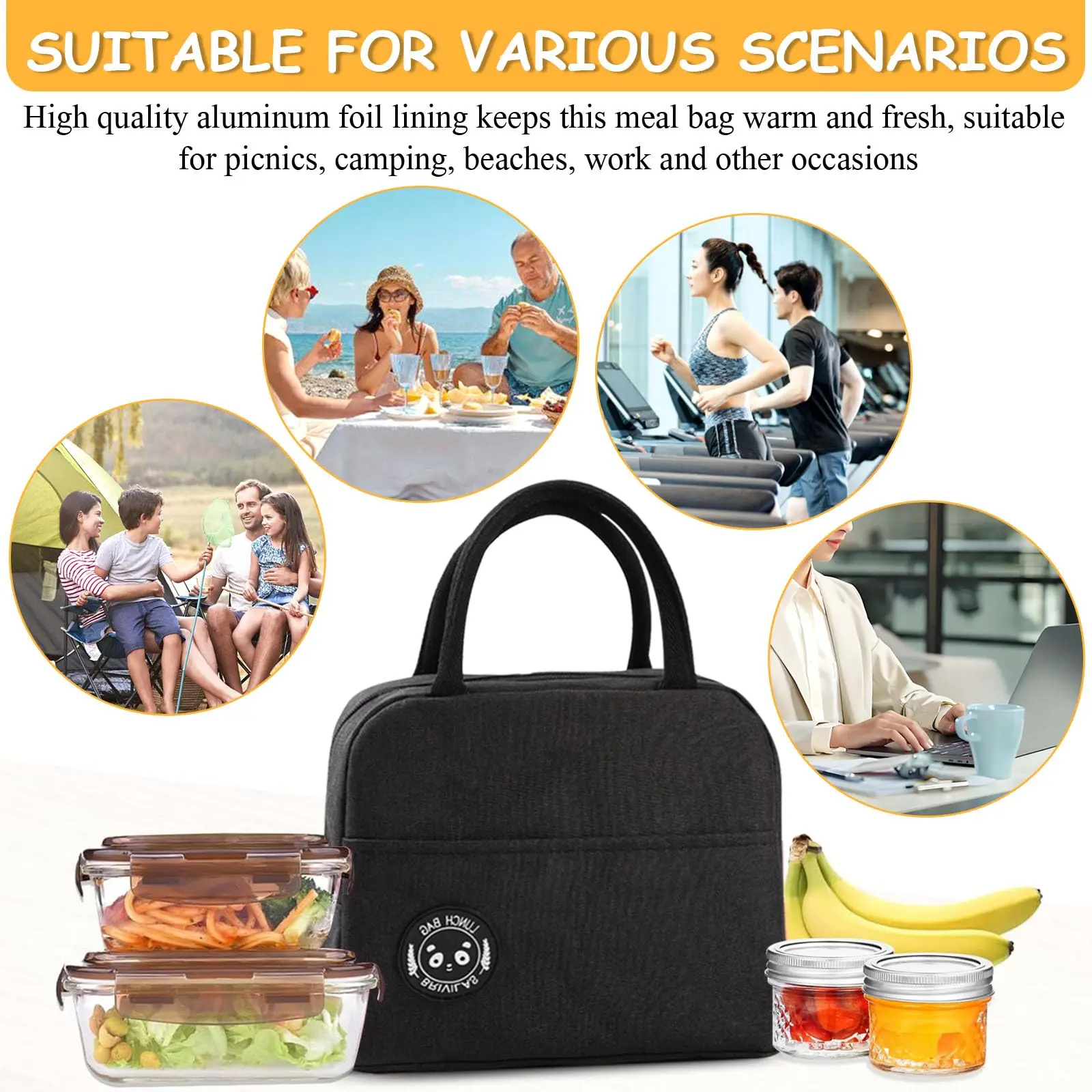 Lunch Bag Insulated Cooler Bag Women and Men Reusable Cooler Tote Lunch Box Bags Small Tote Lunch Pouch for Work Office Picnic view 5