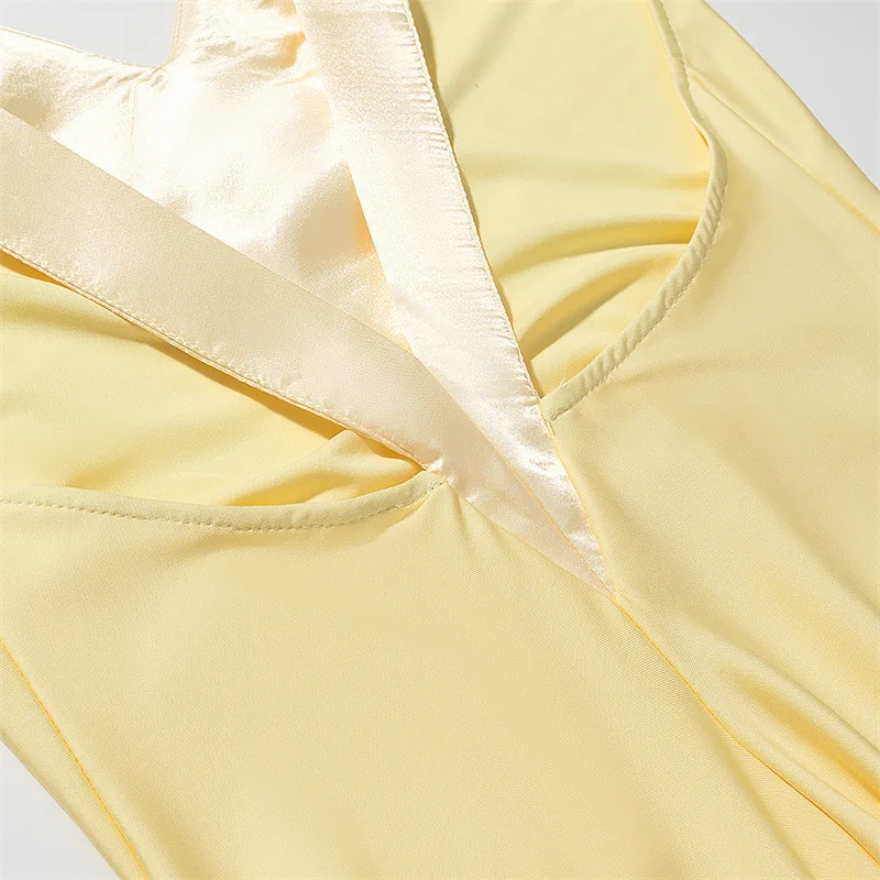 Luxuriöses neues V-Ausschnitt-Kleid im minimalistischen Stil, rückenfrei, schmal geschnitten, knöchellang, zarte Kleider 2026, Damen-Abendkleid für Urlaub, Club und Party – Detail 6