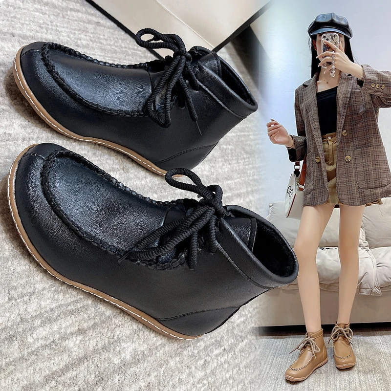 Ankle Boots for Women's Flats Casual Fashion Retro Shoes 2025 Winter New Comfort Sport Short Boots Trend Designer Mujer Botas