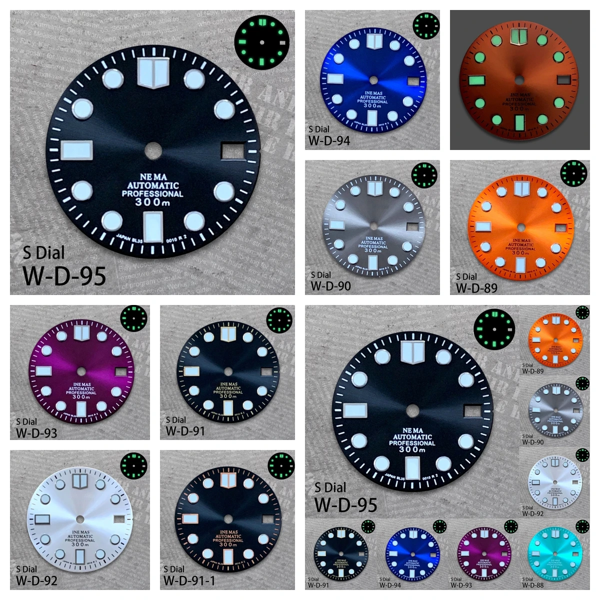

28.5 mm Enamel S Logo Sunburst Dial Suitable For NH35/NH36 Movement Green Luminous High Quality Watch Modification Accessories