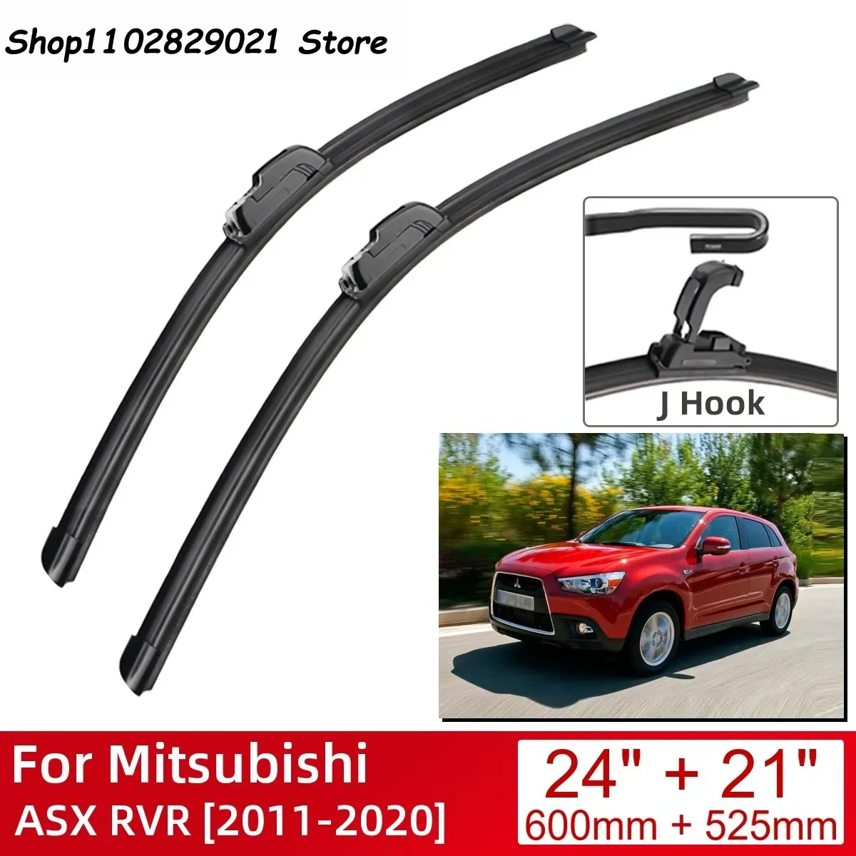 

For Mitsubishi ASX RVR 2011-2020 24"+21" Car Accessories Front Windscreen Wiper Blade Brushes Wipers U Type J Hooks 2020 2019