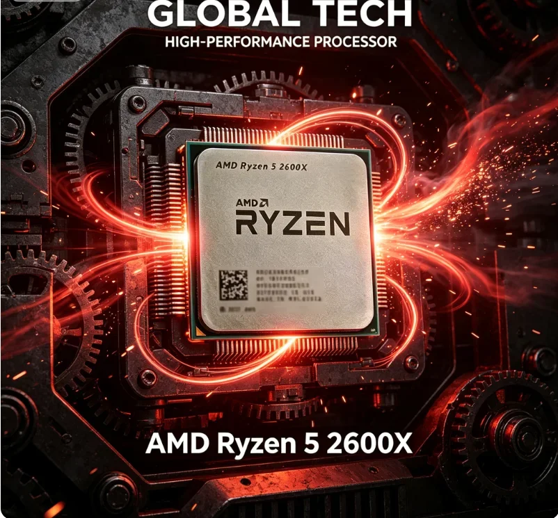 Processeur de bureau AMD Ryzen 5 2600X AM4, 4,2 GHz Boost, processeur de jeu abordable, puce de fabrication 12 nm, 6 cœurs, 12 threads, sans ventilateur