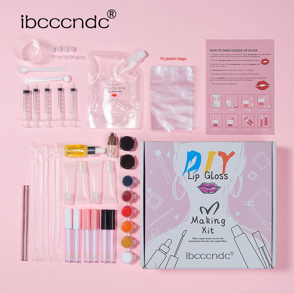 DIY Lip Gloss Making Kit Natural Healthy Formula Easy To Mix Soft Glossy Enjoy Fun of DIY Ideal Gift Professional DIY Lip Gloss Set