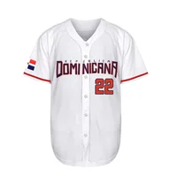 22 camisetas de béisbol Dominicana para hombre, camisetas de béisbol con botones de Hip Hop de los años 90 para fiesta cosidas