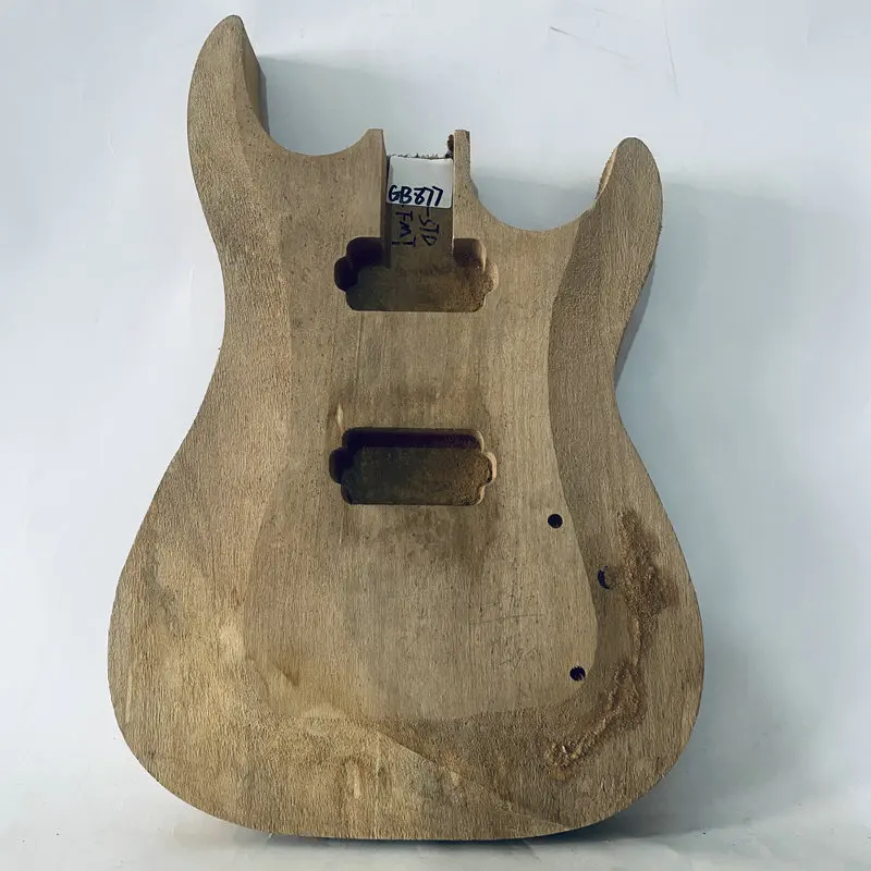 GB877 Custom Guitar Unfinished Electric Guitar Body in Solid Wood No Paints 2 Humbucker Pickups Dirty Damages Scratch