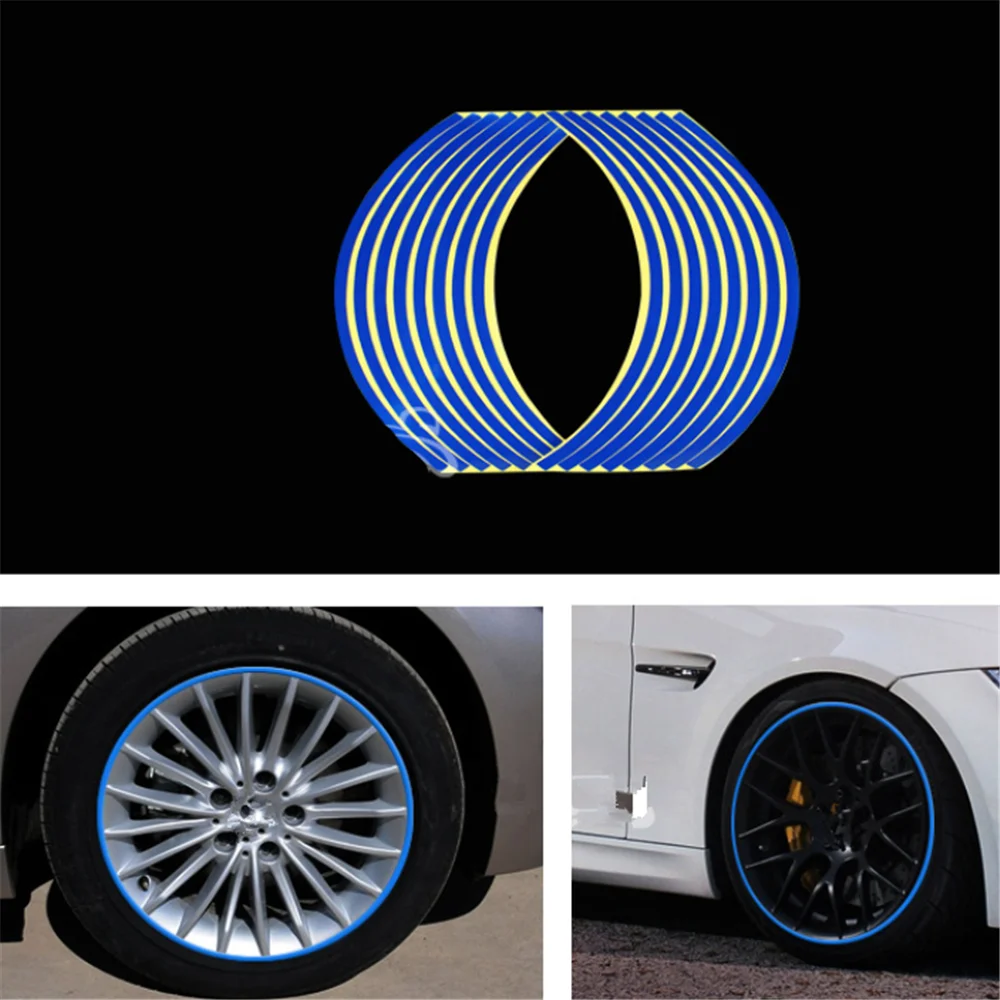 18 inches car Reflective Decals Rim Tape for Peugeot RCZ 206 207 208 301 307 308 406 407 408 508 2008 3008 4008 5008 6008