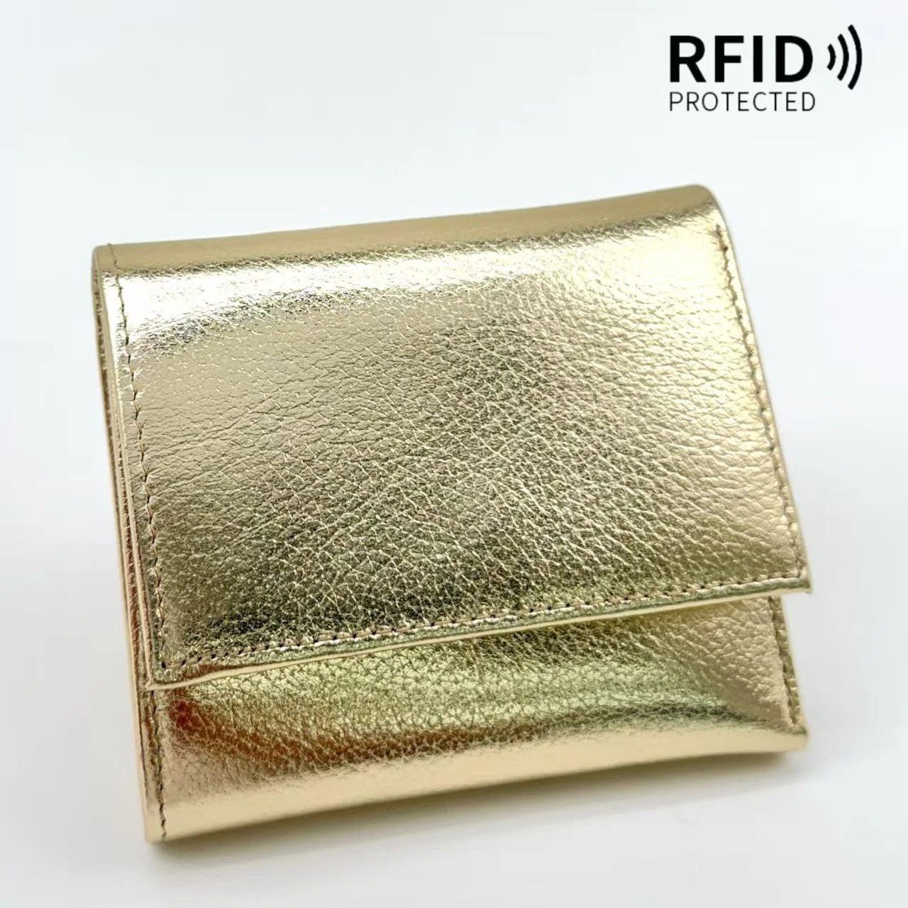 Mini Folded Genuine Leather Wallet Women RFID Card Holder Purse Ladies Soft Real Cow Leather Clutch with Gift Box