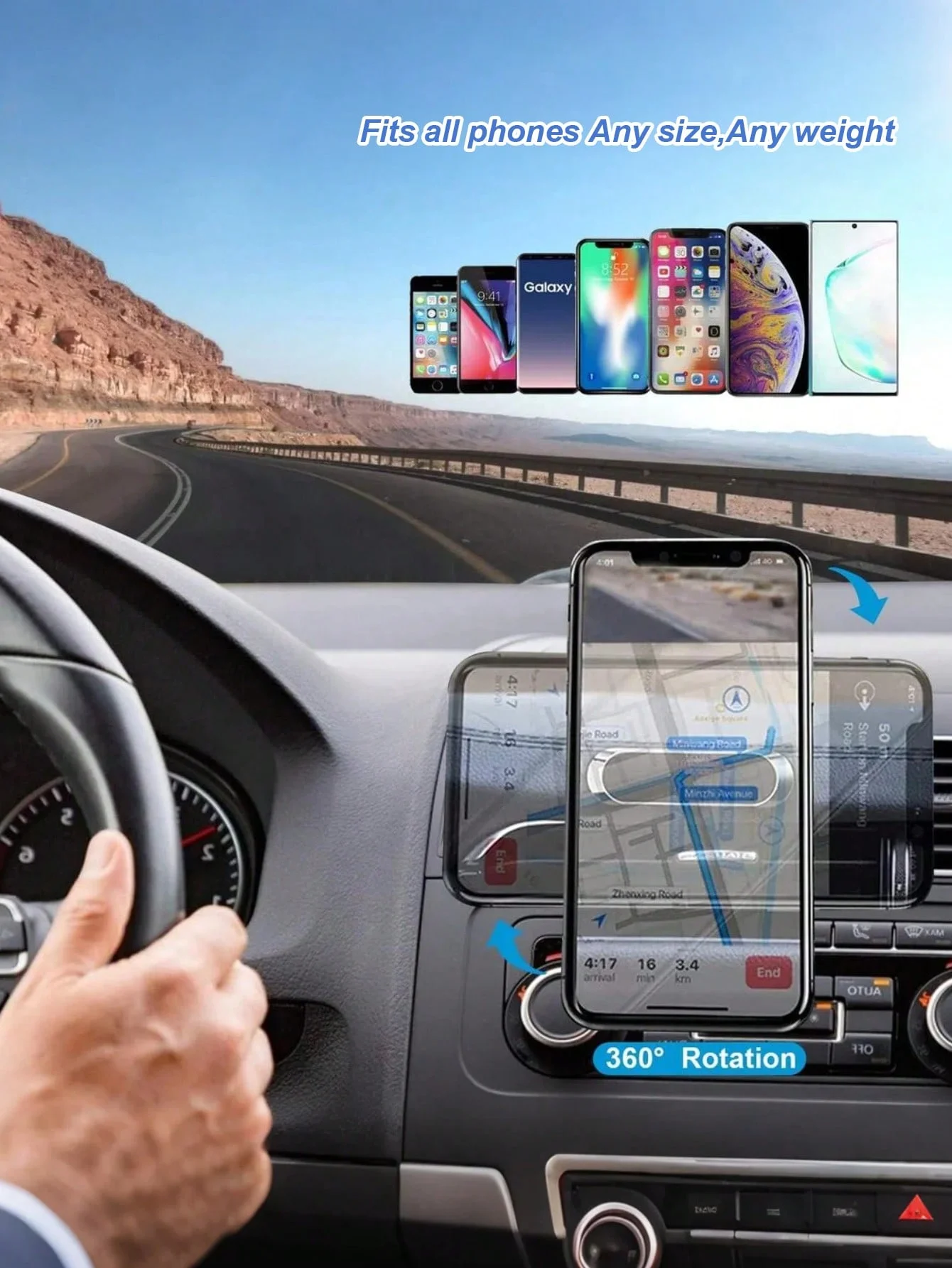 حامل هاتف مغناطيسي للوحة القيادة المعدنية - شريط لاصق مرن وسطح سيليكون ناعم غير قابل للانزلاق، حماية من الخدوش 0.3 مم، Stro