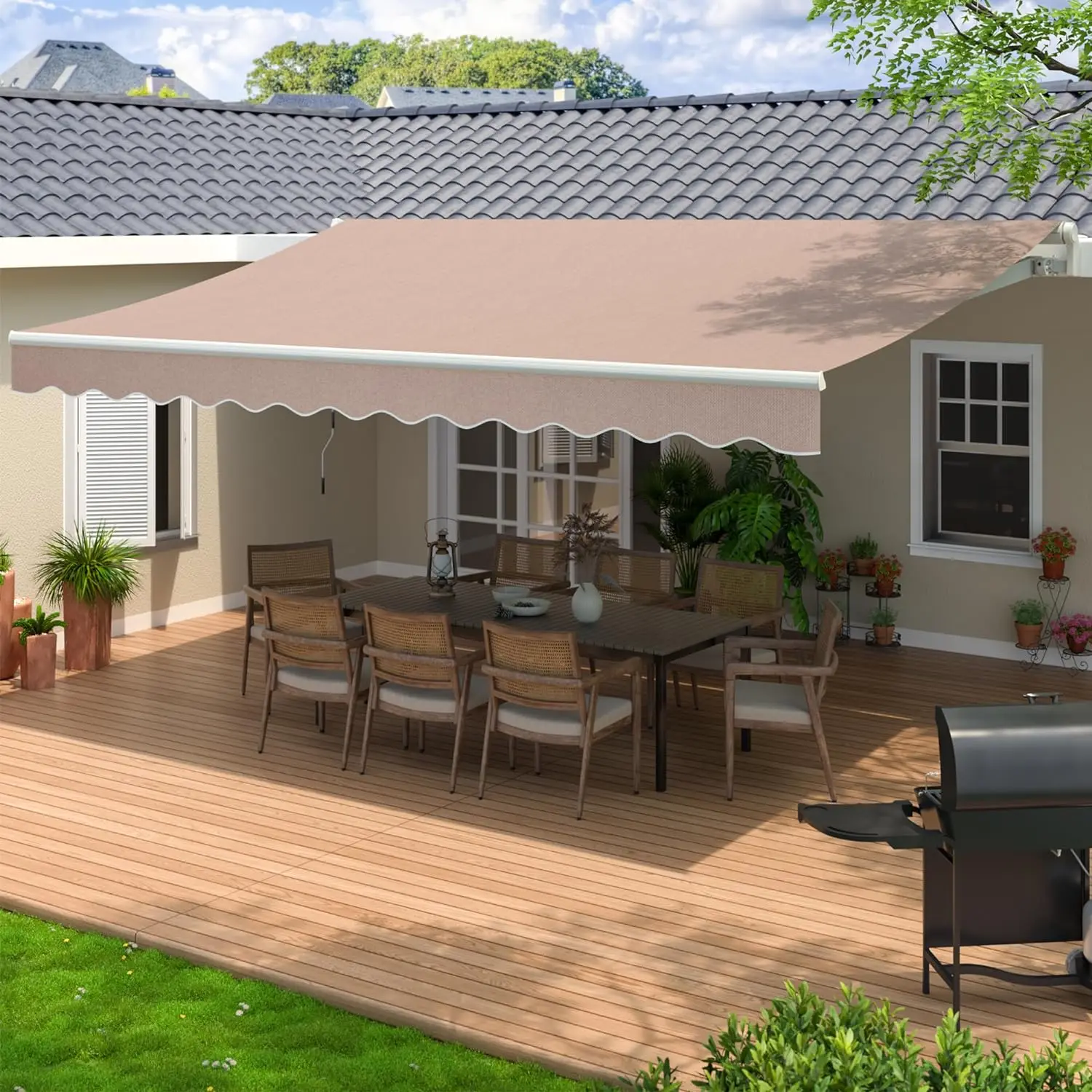 Patio Retractable Awning 13 x 8.2 ft Sun Shade Shelter Cover,Outdoor Patio Awnings for Shop, Restaurant, Cafe,, Customized