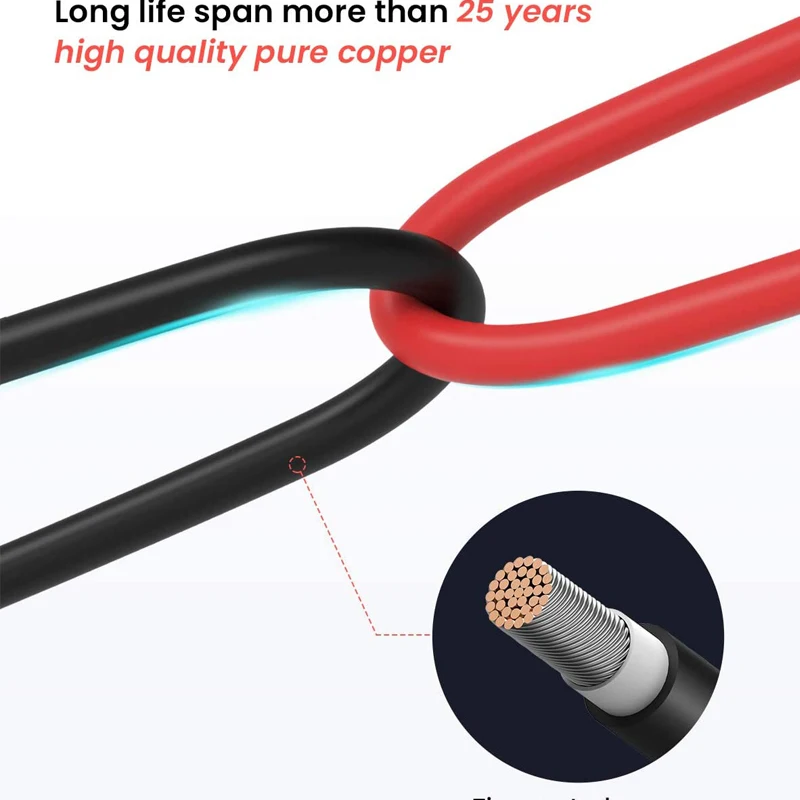 9.8 Feet 14AWG solar panel Extension Copper cable with Female and Male Connector with Extra Free Pair of Connectors Adaptor Kit