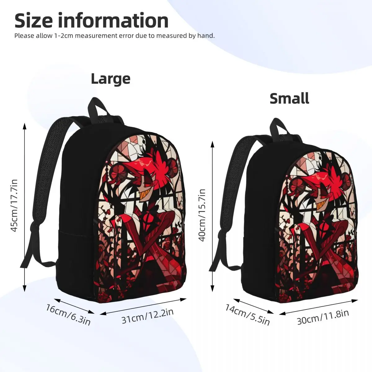 Stained Glass Alastor Teenage Backpack Gift High School Business Anime Hazbined-Hotels Daypack for Men Women Laptop Shoulder Bag