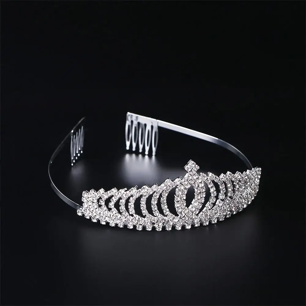

High-grade Crystal Hair Clips Bride Headdress Hair Accessories with Comb Hair Hoop Princess Diamond Crown Headwear Headband