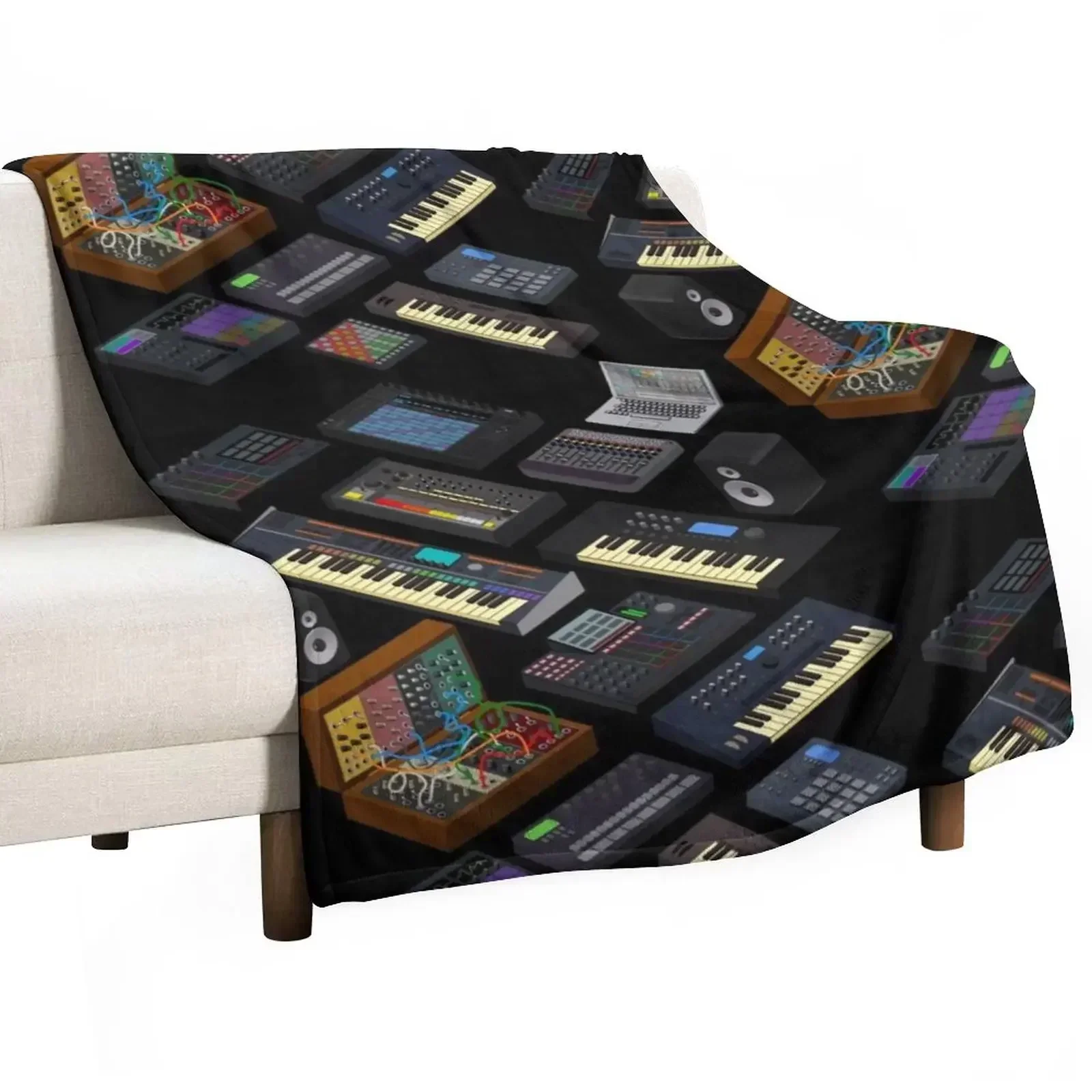 Synthesizers for Electronic Music Producer Throw Blanket Bed funny gift Blankets