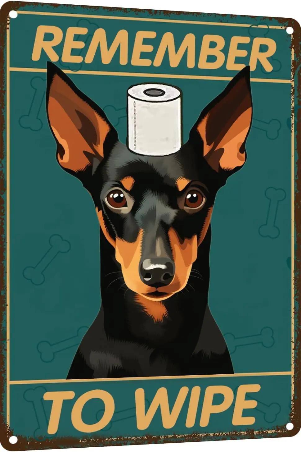 Terrier Bathroom Wall Decor Dog Signs Metal Tin Sign - Remember to Wipe Bathroom Decor - Decor Dog Poster-aluminum
