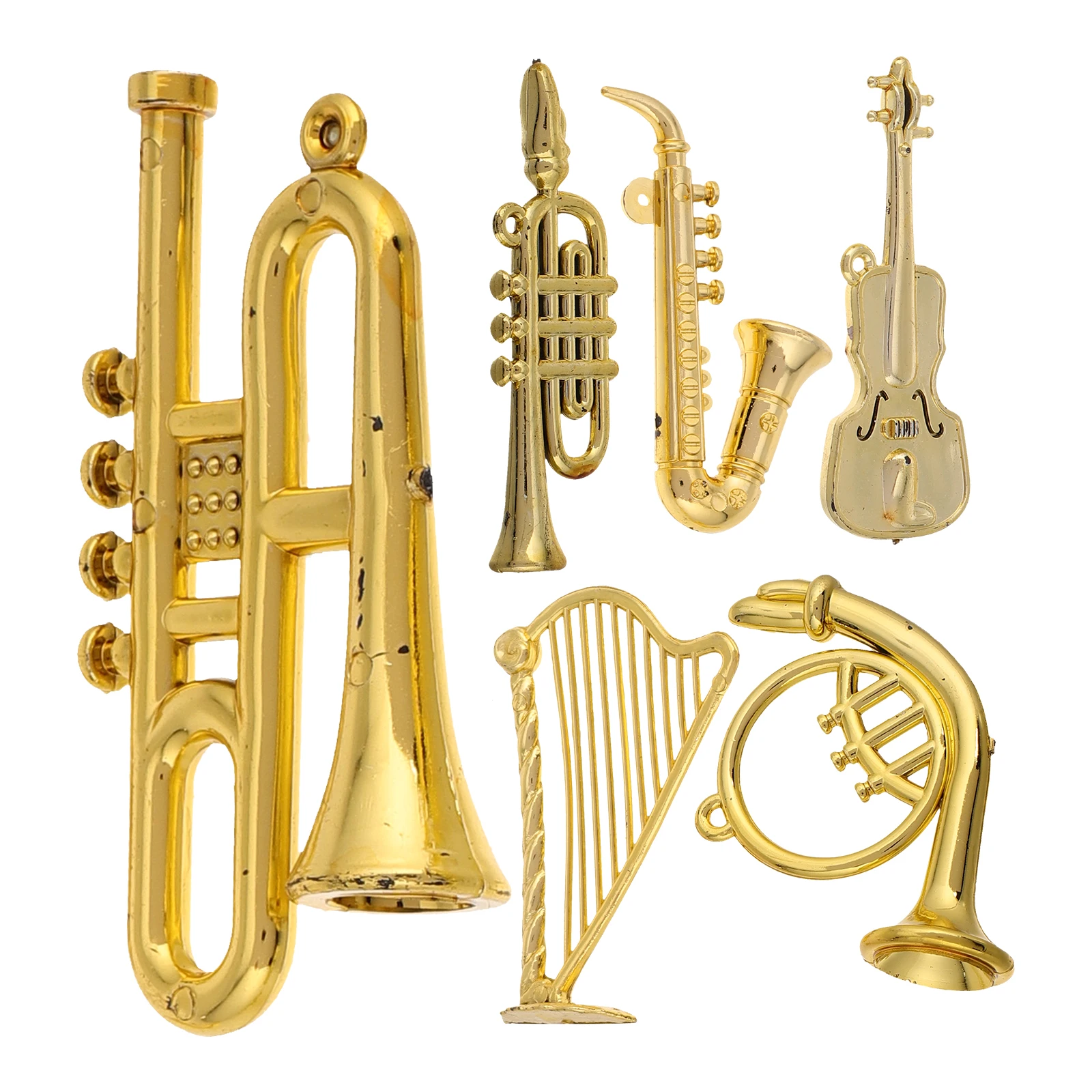 

12Pcs Miniature Musical Instrument Ornaments Gold Cello Saxophone Trombone Collection Elegant Decoration for Dollhouse Christmas