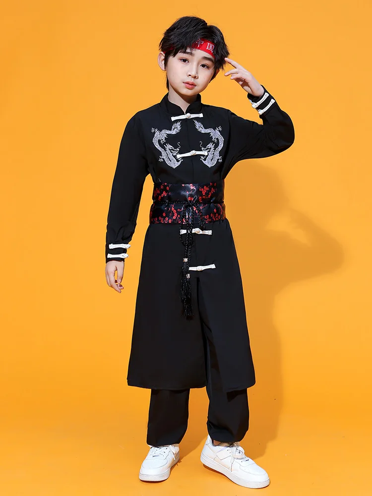 Jazz Dance Boys and Girls Chinese Style Performance Hip Hop Martial Arts National Fashion Suit Snow Longyin