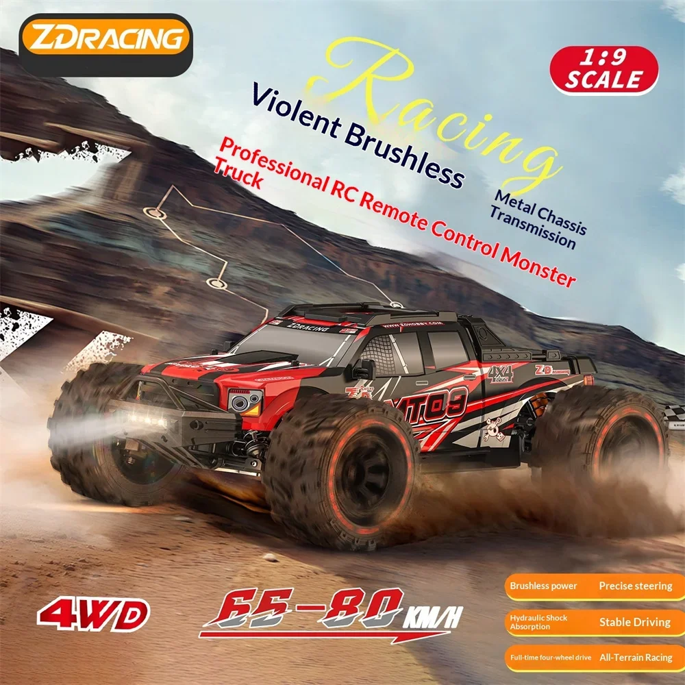 SmCpZD Racing MT09 RTR 1/9 2.4G 4WD 85km/h 4S Brushless RC Car Desert Off-Road Monster Truck Large Foot Metal Chassis Drive Shaf