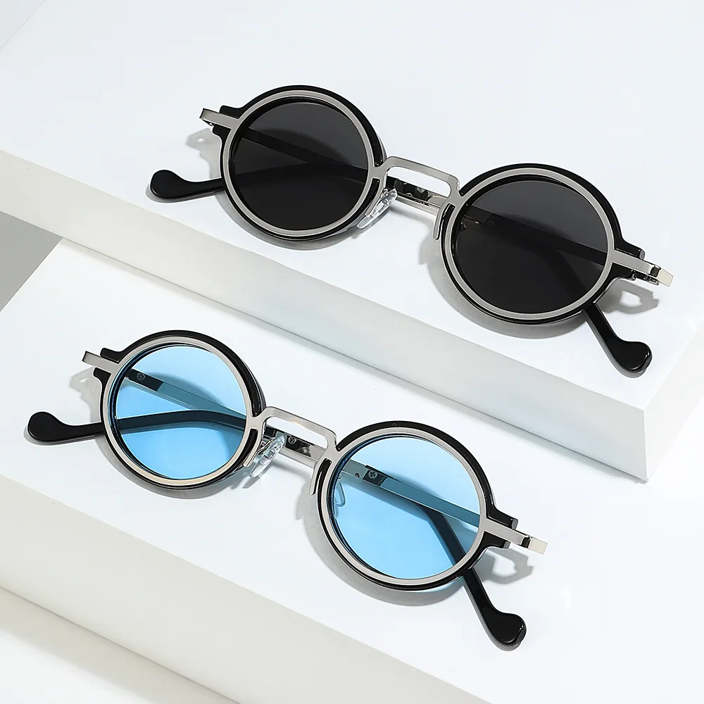Retro Steampunk Small Round Oval Sunglasses Men Women Metal & Plastic Frame Sun Glasses Fashion Unique Stylish Hipster UV400
