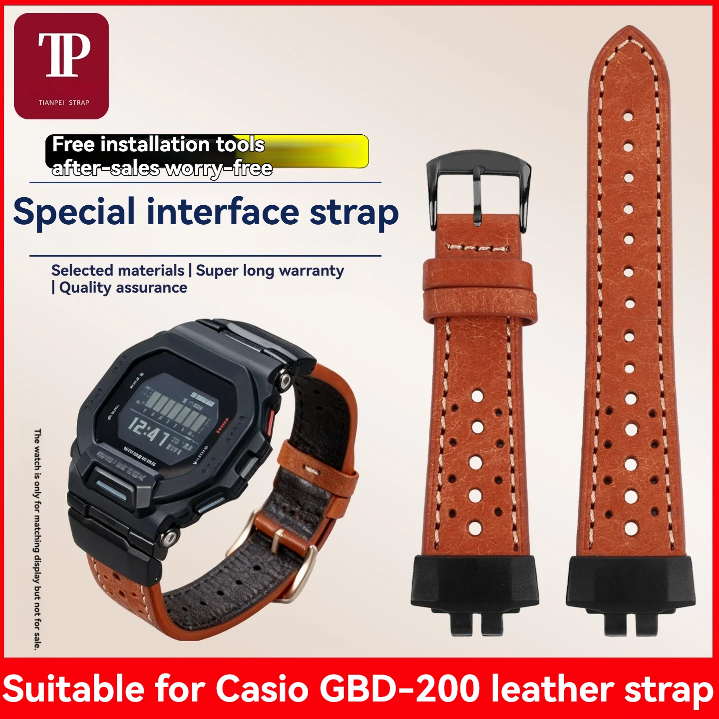 GBD-200 تعديل حزام ساعة جلدية ل كاسيو G-SHOCK GBD-200SM-1A5/6/UU-1/9 جلد البقر حزام الرجال سوار مقاوم للماء حزام الساعات