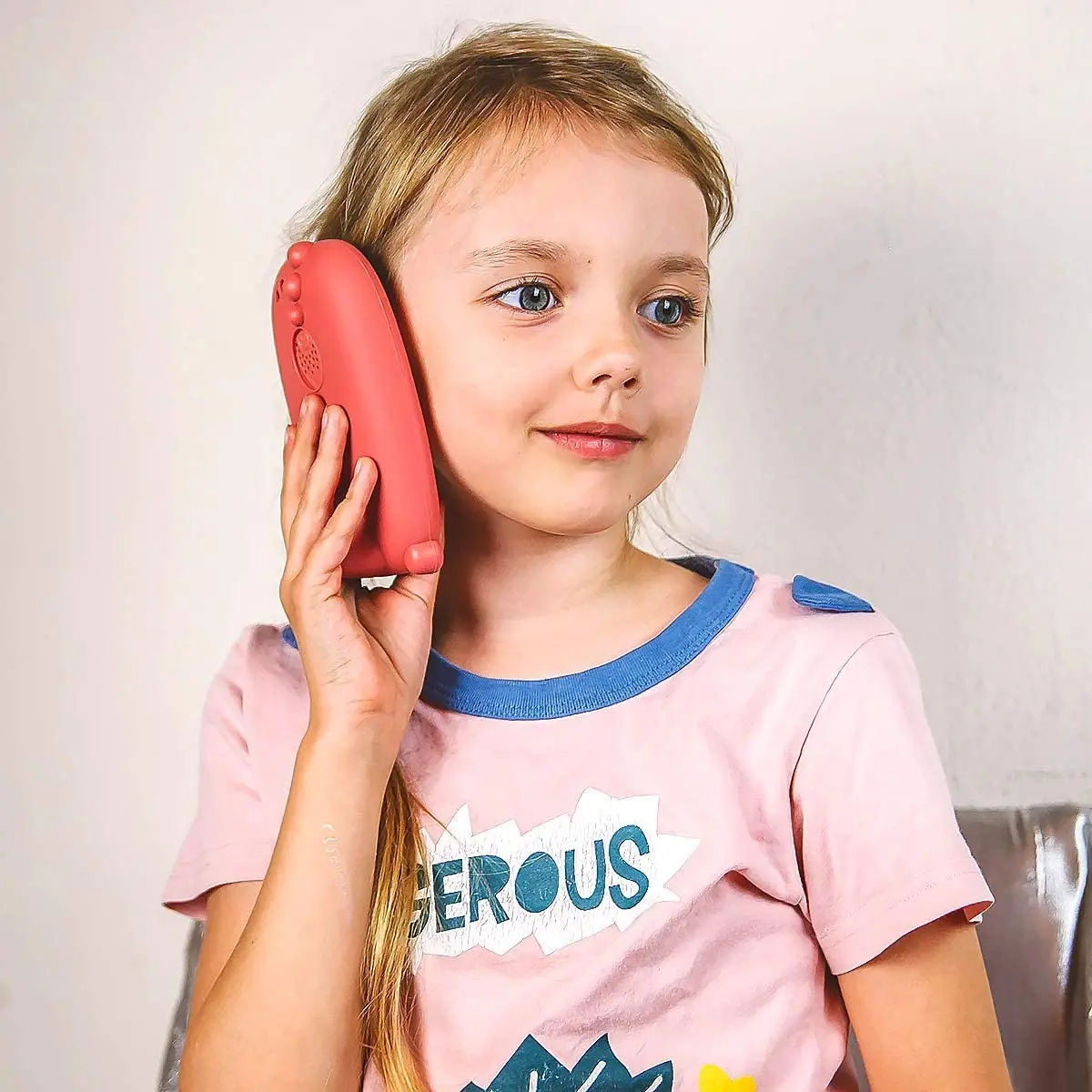 Brinquedo de telefone dinossauro para bebês com capa de mordedor macio removível luzes música volume ajustável para crianças de 18 meses (A)