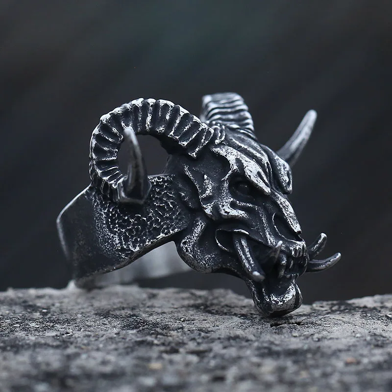 2023 New Design Punk 3D Devil Demon Skull Dragon Ring Vintage 316L Stainless Steel Biker Retro Colour Boyfriend Gift