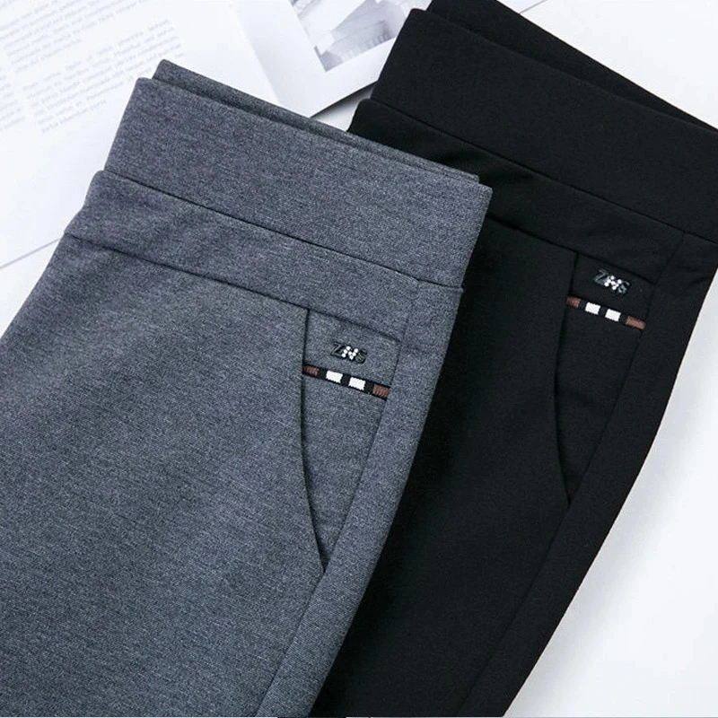 Fashion All Match Black Gray Pencil Pants Spring autumn Elegant High Waist Casual Stretch Slim Middle Aged Women Trousers Ladies