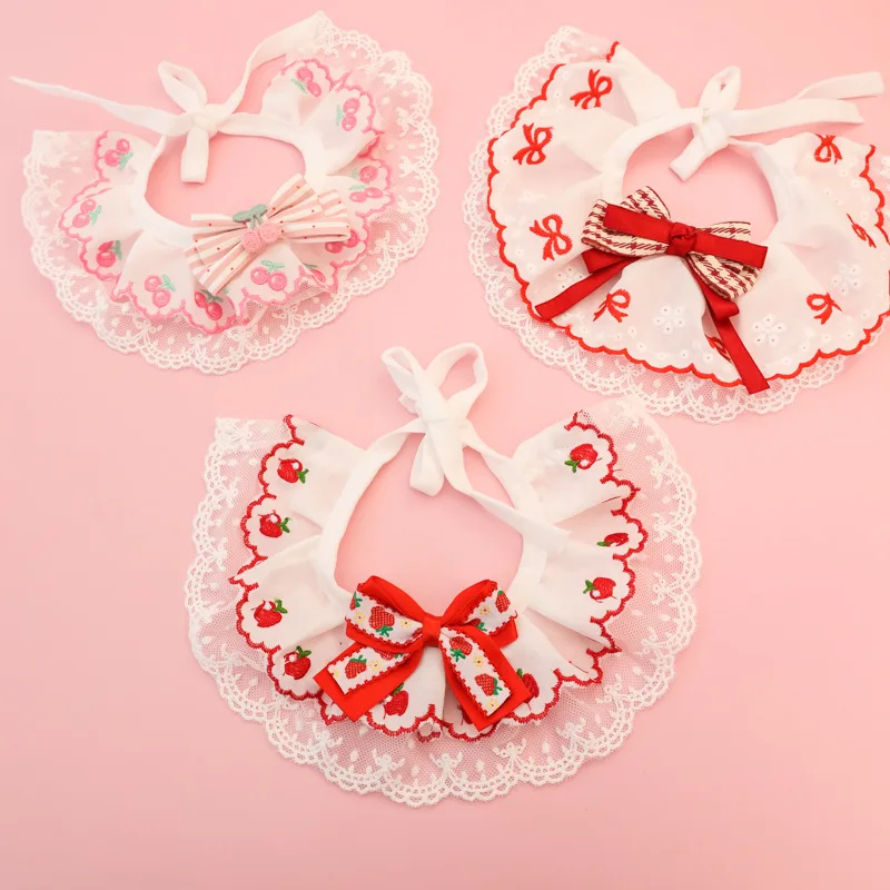 

Pet Necklaces, Cat and Dog Saliva Wipes, Accessories, Lace Fragments, Flower Bows, Strawberry and Cherry Thin Scarves