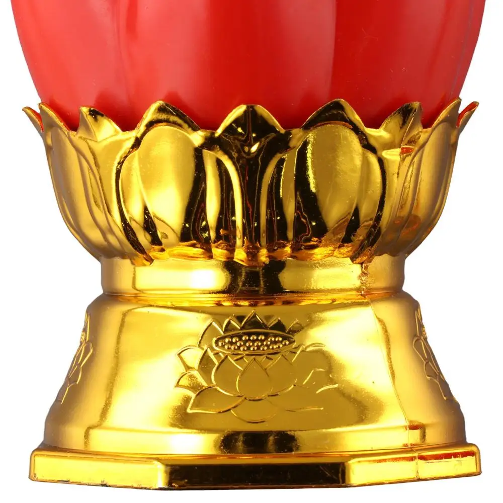 2pcs Electronic Lotus Light Red Lotus Lamp LED Candle Lights Buddhist Lights Battery LED Lamp Finials Battery Night Light Home
